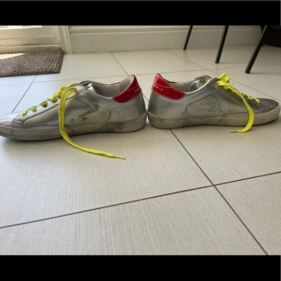 NWT Brand New Golden Goose Women’s Superstar Silver Blue Star Leather Sneaker 37 - Picture 5 of 16